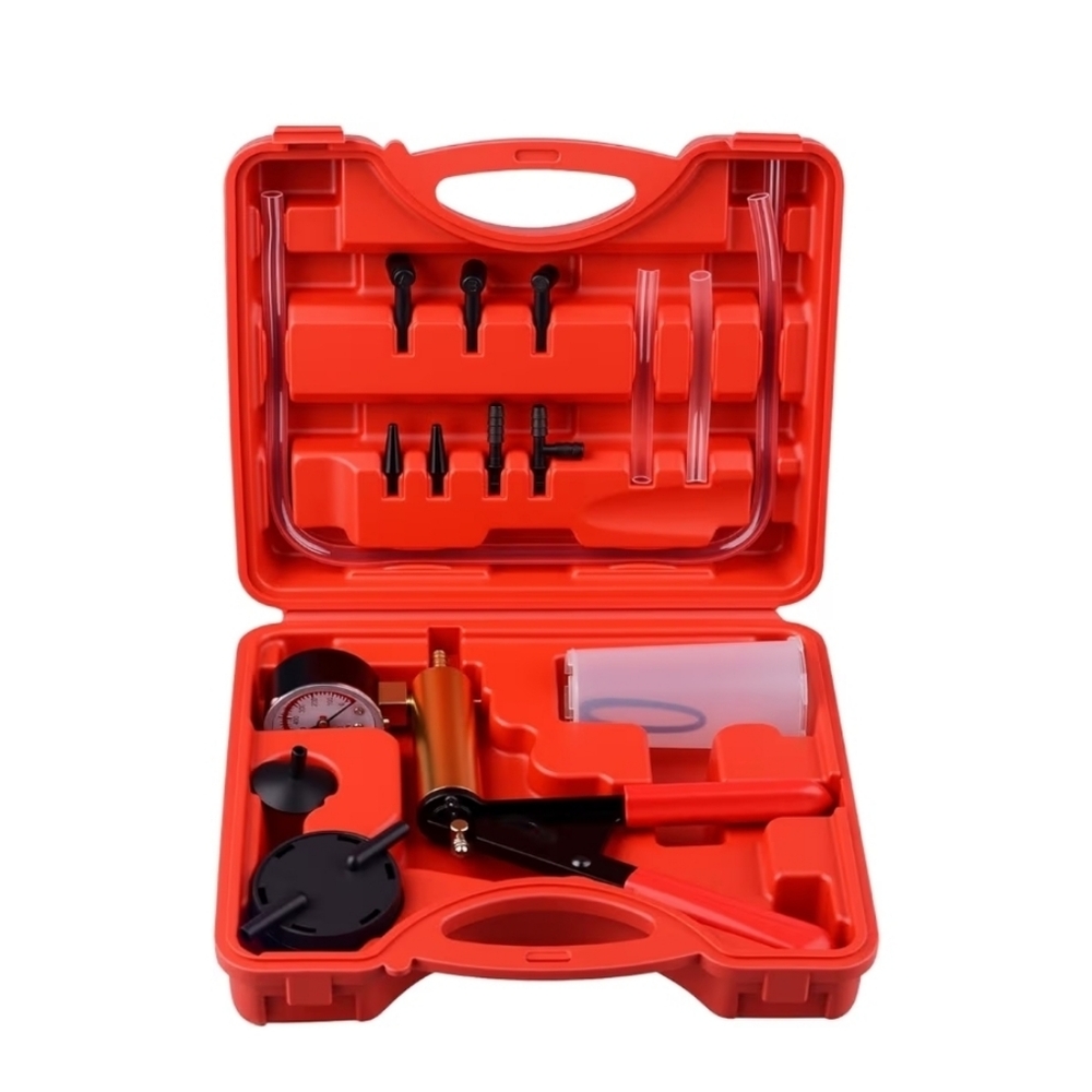 Hand Held Vacuum Pump Brake Bleeder Tester Kit w/ Gauge & Adapters